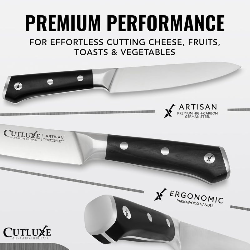 Cutluxe Kitchen Utility Knife, 5.5" Paring Kitchen Knife – Razor Sharp Blade, High Carbon German Steel, Full Tang Ergonomic Handle Design – Artisan Series - Image 2